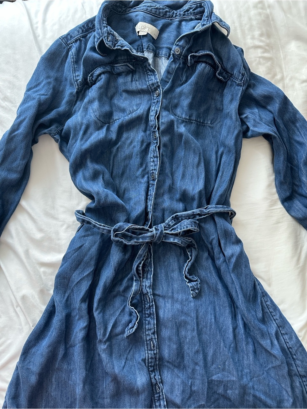 LOFT Indigo Denim Shirt Dress
